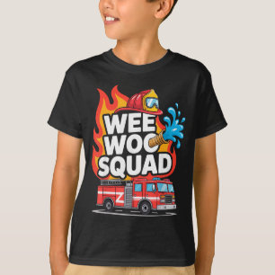 Camiseta Diseño Divertido de Bombero del Escuadrón Wee Woo