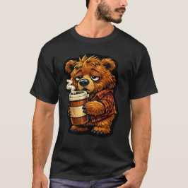Camiseta Diseño divertido de café de oso grizzly lindo aman