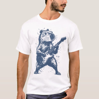 Camiseta Diseño divertido de capibara tocando guitarra para