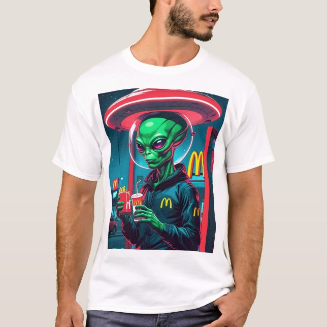 Camiseta Diseño divertido de comida rápida extraterrestre (Anverso)