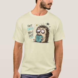 Camiseta Diseño divertido de erizo amante del café