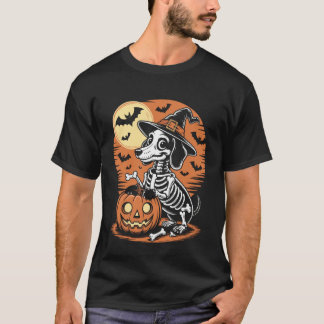Camiseta Diseño divertido de esqueleto de perro de Hallowee