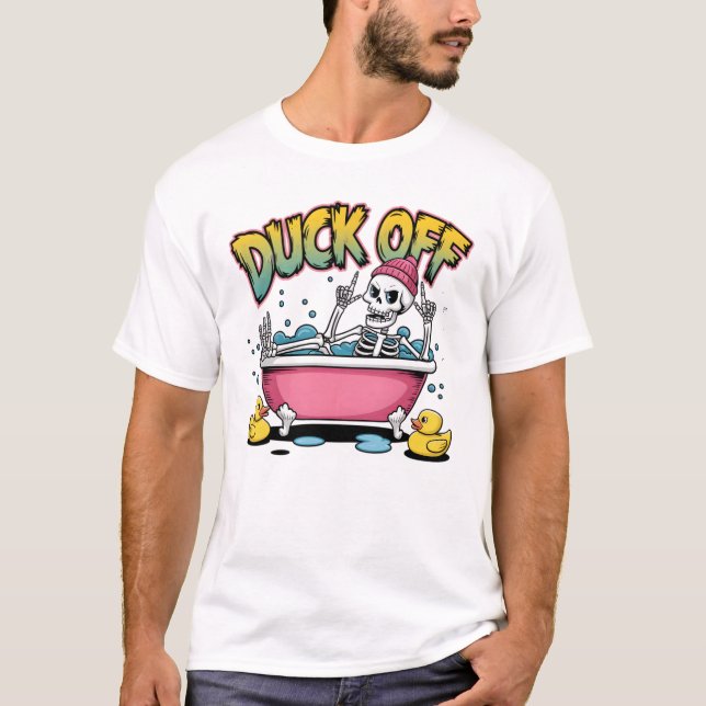 Camiseta Diseño Divertido de Esqueleto: Duck Off - 61161 (Anverso)