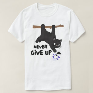 Camiseta Diseño divertido de gato colgando
