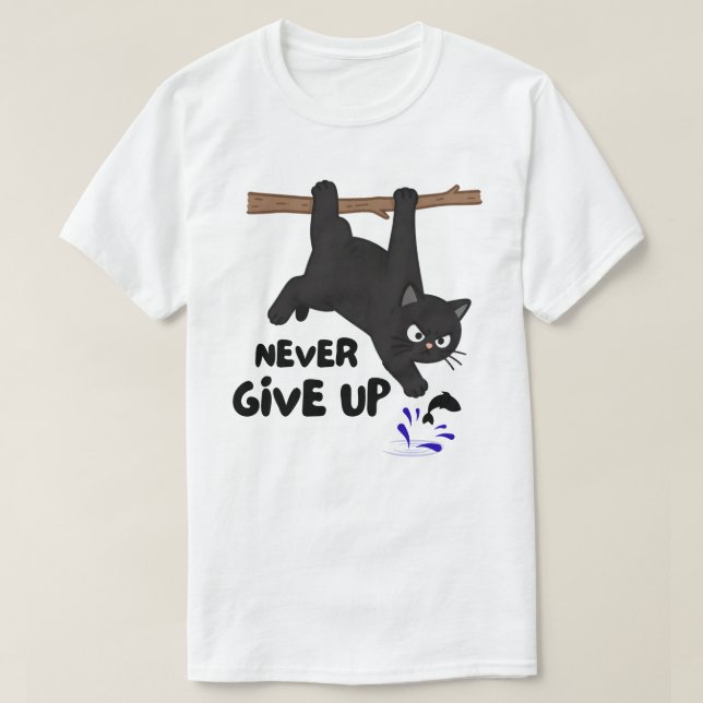 Camiseta Diseño divertido de gato colgando (Diseño del anverso)