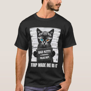 Camiseta Diseño divertido de gato con foto policial Catnip