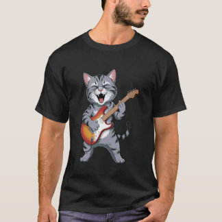 Camiseta Diseño divertido de gato con guitarra para músicos