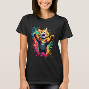 Camiseta Diseño divertido de gato Maine Coon saltando para