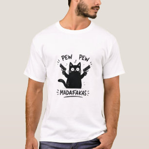 Camiseta Diseño divertido de gato negro Pew Pew