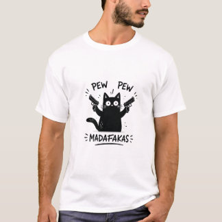 Camiseta Diseño divertido de gato negro Pew Pew