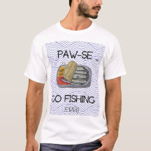 Diseño divertido de gato pescando con tema náutico