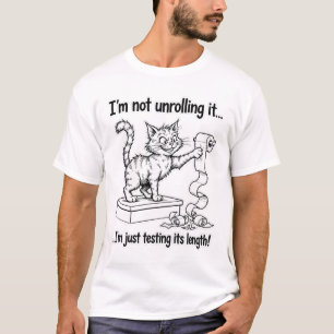 Camiseta Diseño Divertido de Gato Probando Papel Higiénico