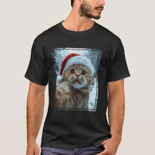 Camiseta Diseño divertido de gato selfie con sombrero de Sa