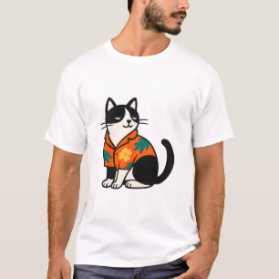Camiseta Diseño divertido de gato tropical hawaiano de vaca