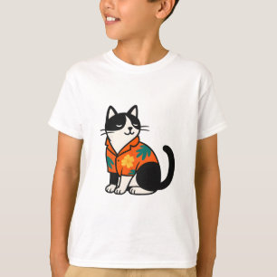 Camiseta Diseño divertido de gato tropical hawaiano de vaca