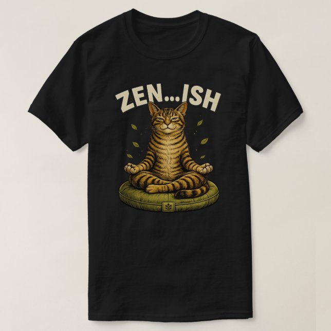 Camiseta Diseño divertido de gato Zen Ish (Diseño del anverso)