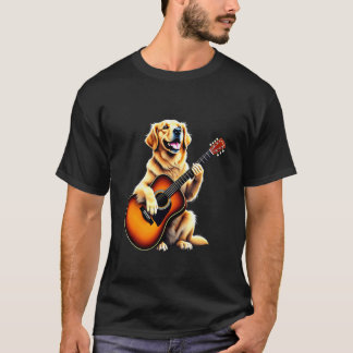Camiseta Diseño divertido de Golden Retriever tocando guita