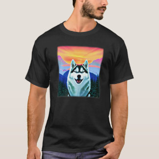 Camiseta Diseño divertido de Husky impresión de perro arte 