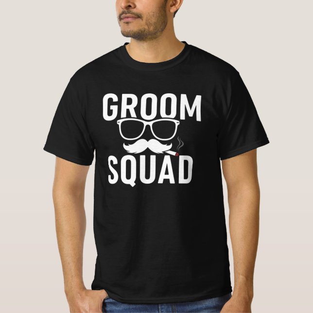 Camiseta Diseño divertido de la fiesta de boda Groom Squad (Anverso)