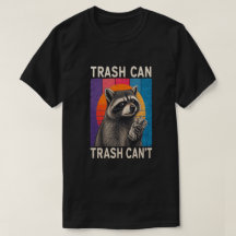 Diseño divertido de mapache con la frase 'Papelera