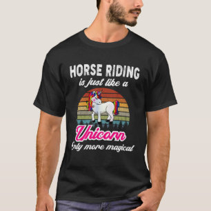 Camiseta Diseño Divertido de Montar a Caballo Unicornio Ret