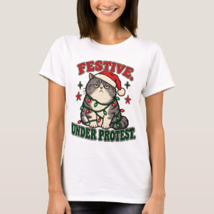 Camiseta Diseño divertido de Navidad Festivo bajo protesta