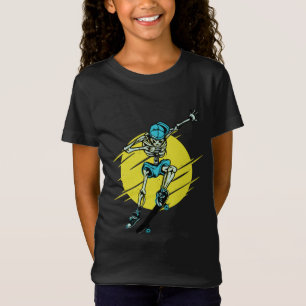 Camiseta Diseño divertido de patinador esqueleto en monopat