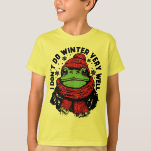 Camiseta Diseño Divertido de Rana de Invierno