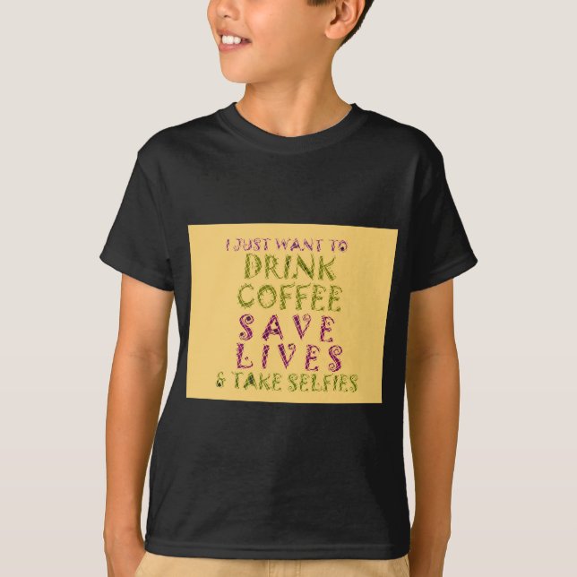 Camiseta Diseño divertido de selfies del café (Anverso)