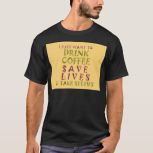 Camiseta Diseño divertido de selfies del café