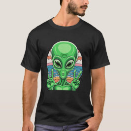 Camiseta Diseño divertido de signo de paz alienígena Área 5
