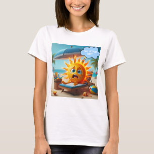 Camiseta Diseño Divertido de Sol en la Playa