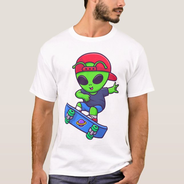 Camiseta Diseño divertido de streetwear alienígena en monop (Anverso)