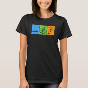 Camiseta Diseño divertido de triatlón de natación en bicicl