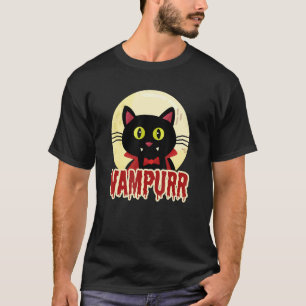Camiseta Diseño divertido de vampiro Vampurr gato negro de