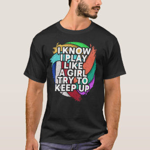 Camiseta Diseño divertido de voleibol para mujeres Chicas v