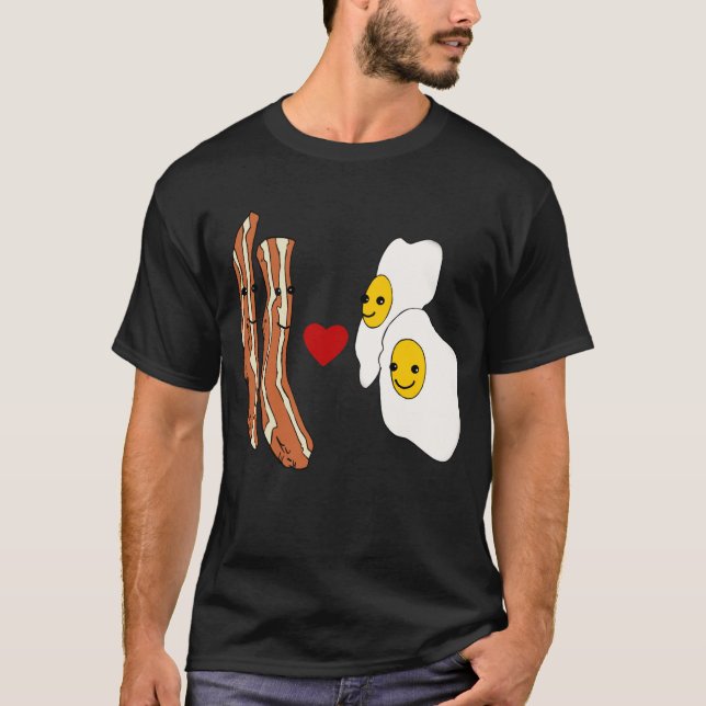 Camiseta Diseño divertido del tocino de los huevos de los (Anverso)