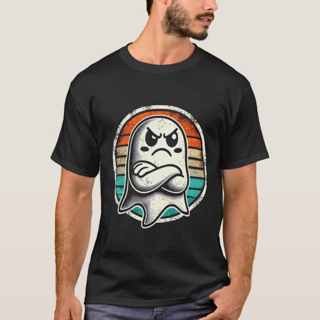 Camiseta Diseño divertido Halloween Fantasma enojado para h (Anverso)