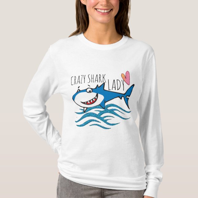 Camiseta Diseño divertido loco tiburón mujer (Anverso)