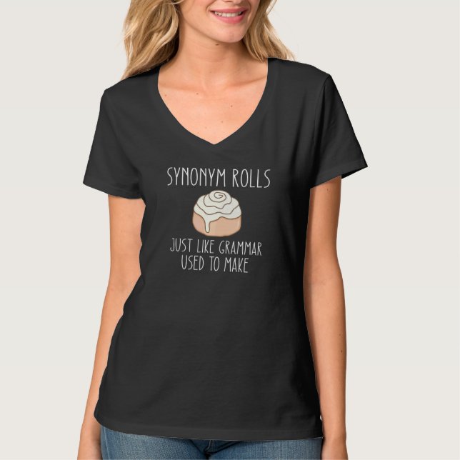 Camiseta Diseño divertido Sinónimo Rolls Gramática divertid (Anverso)