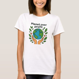 Camiseta Diseño Ecológico Audaz Planeta Sobre Ganancia