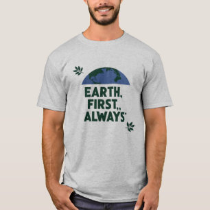 Camiseta Diseño ecológico "Tierra primero, siempre" amante
