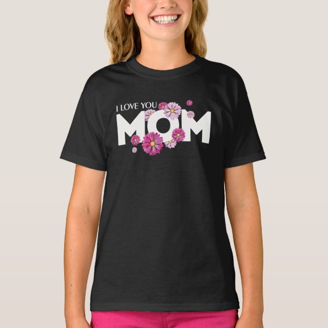 Camiseta Diseño elegante que amo a mamá Texto para Día de l (Anverso)