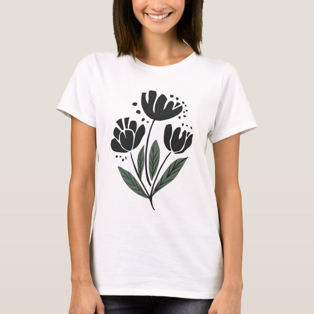 Camiseta Diseño elegante y bonito de la flor (Anverso)