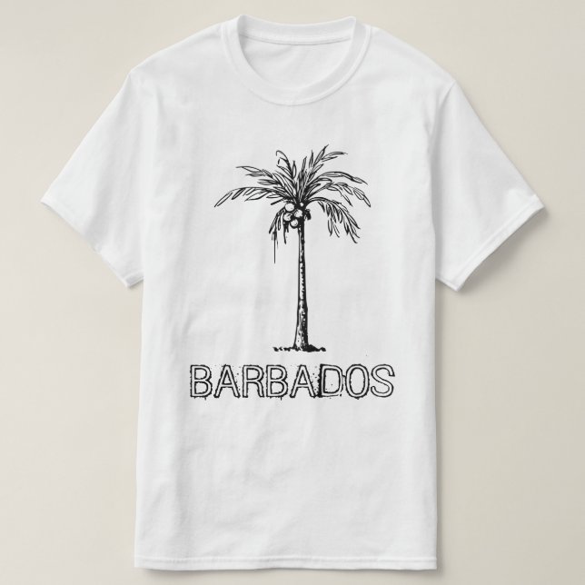 Camiseta Diseño en blanco y negro de árbol de coco de Barba (Diseño del anverso)