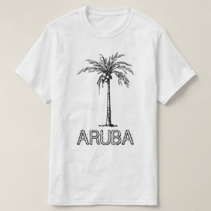 Camiseta Diseño en blanco y negro del árbol de coco de Arub