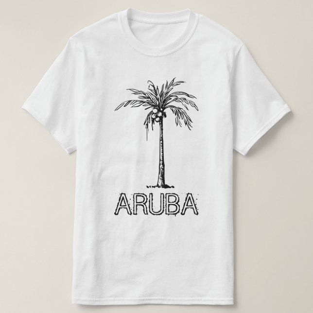 Camiseta Diseño en blanco y negro del árbol de coco de Arub (Diseño del anverso)