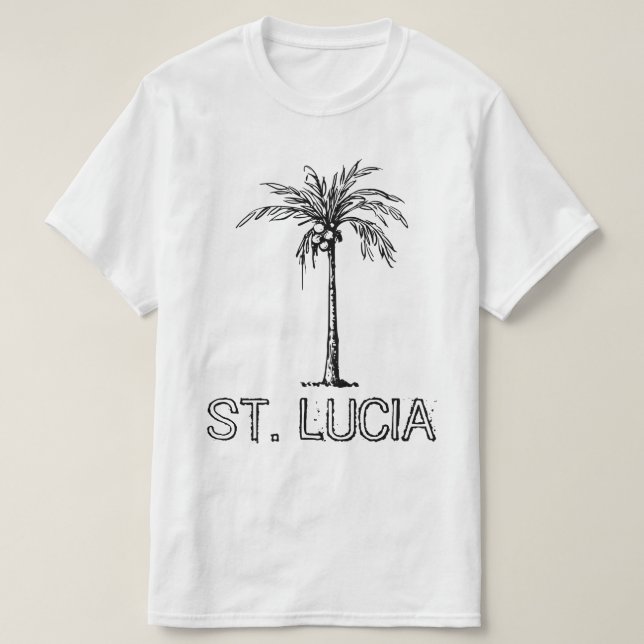 Camiseta Diseño en blanco y negro del árbol de coco de Sant (Diseño del anverso)