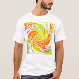 Camiseta Diseño en espiral verde y naranja