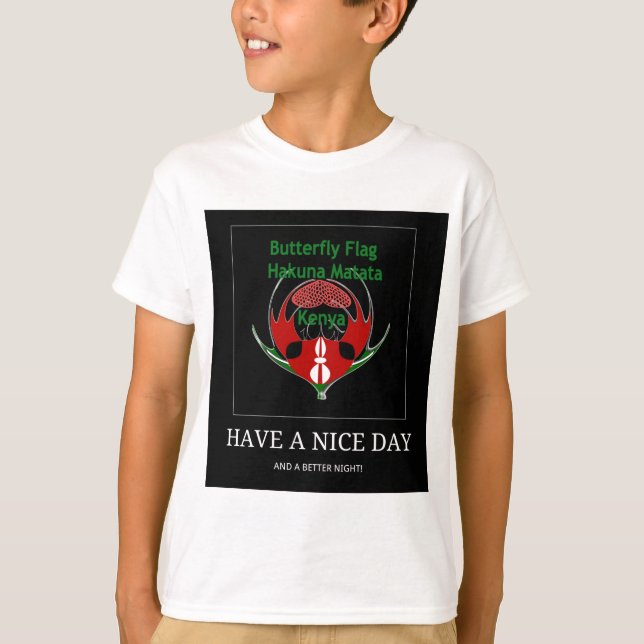 Camiseta Diseño Escudo keniano: Bandera de mariposa. (Anverso)